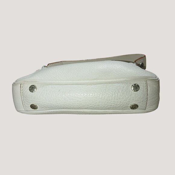 Michael Kors White Leather Shoulder Bag Accents Silver Hardware Crossbody Hoops - Picture 6 of 10